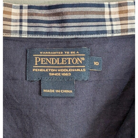Pendleton Size 10 Straight Skirt Blue Gray Stripe Button Up Dress Cotton Liner - Picture 3 of 4